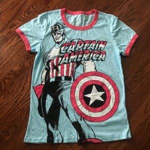 WOMEN COMICS T-SHIRT TOP TEE MARVEL CAPTAIN AMERICA Sz M MEDIUM NEW NWOT